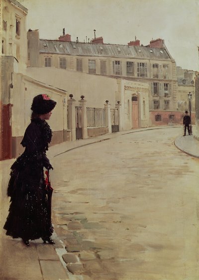 Waiting, Rue de Chateaubriand, Paris by Jean Beraud